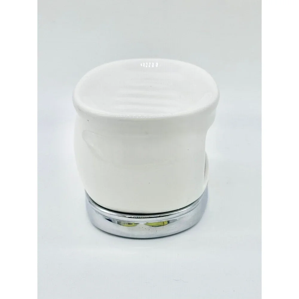 White Oval Ceramic Soap Bowl Dish storage for sponges loofahs or wash cloth.